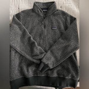 Patagonia Sweater Women's Wool/Poly 1/4 Zip Fleece Pullover Gray/Blue Size XL